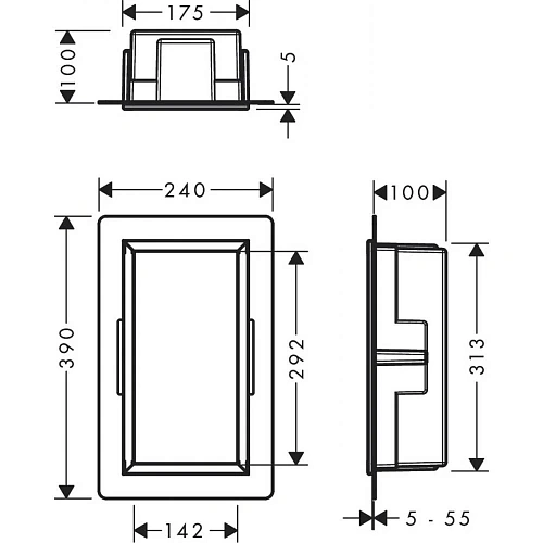 Настенный короб Hansgrohe Original с интегрированной рамой 30х15х10 см, 56057800, под сталь Настенный короб Hansgrohe Original с интегрированной рамой 30х15х10 см, 56057800, под сталь