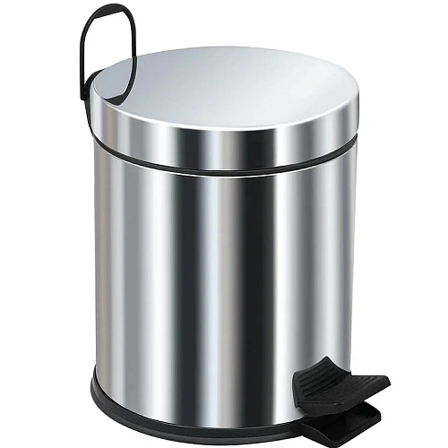 Корзина для мусора BERGES для мусора с педалью 5 л, микролифт,хром 121006 Корзина для мусора BERGES для мусора с педалью 5 л, микролифт,хром 121006