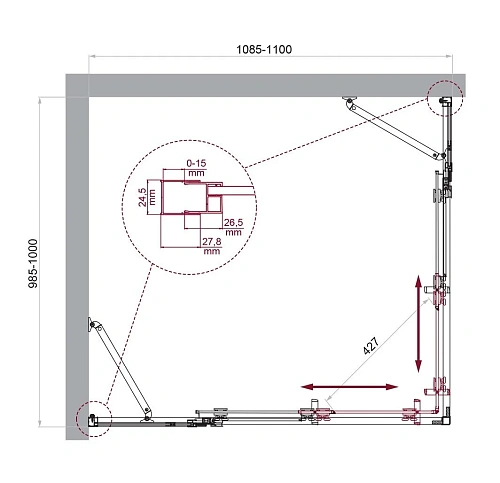Душевой уголок BelBagno LUCE-AH-22-110/100-C-Cr Душевой уголок BelBagno LUCE-AH-22-110/100-C-Cr