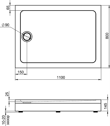 Душевой поддон STWORKI Эстерсунд 110x80, с сифоном 555161 Душевой поддон STWORKI Эстерсунд 110x80, с сифоном 555161