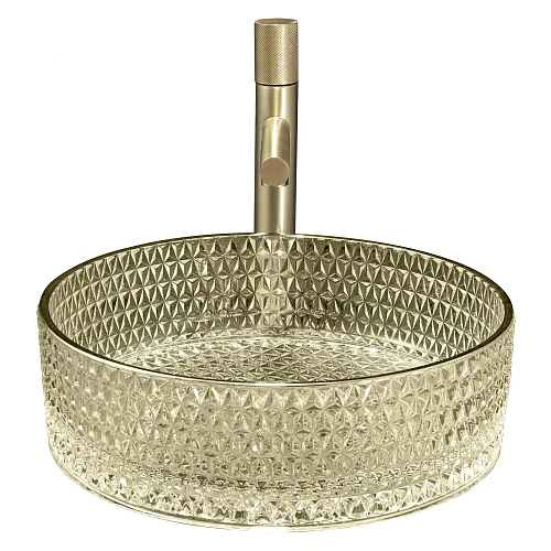 Раковина ABBER Glas AK2301GG накладная, стеклянная, золото Раковина ABBER Glas AK2301GG накладная, стеклянная, золото