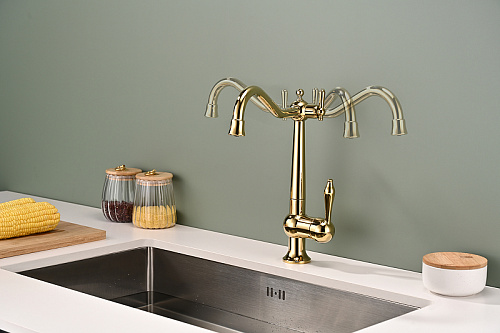 Смеситель для кухни Paulmark Retro золото Re213226-G Смеситель для кухни Paulmark Retro золото Re213226-G