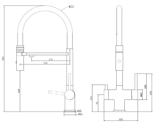 Смеситель для кухни Vincea VKF-120BG, брашированное золото Смеситель для кухни Vincea VKF-120BG, брашированное золото