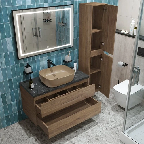 Тумба со столешницей и раковиной BelBagno KRAFT 100 kraft100rt-kepmno-1302-h316-set подвесная KRAFT100RT-KEPMNO-1302-H316-SET Тумба со столешницей и раковиной BelBagno KRAFT 100 kraft100rt-kepmno-1302-h316-set подвесная KRAFT100RT-KEPMNO-1302-H316-SET