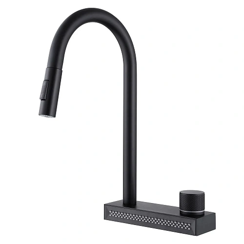 Смеситель для кухни ABBER Wasser Kreis AF8114B с выдвижной лейкой, черный матовый Смеситель для кухни ABBER Wasser Kreis AF8114B с выдвижной лейкой, черный матовый