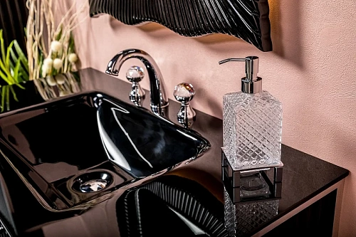 Тумба под раковину Armadi Art Monaco 100см черная глянец + хром под раковину 866-100-BCR Тумба под раковину Armadi Art Monaco 100см черная глянец + хром под раковину 866-100-BCR