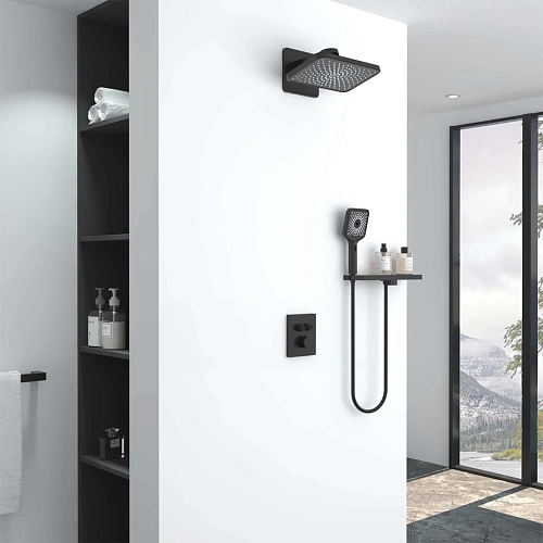 Душевая система Vincea Inspire VSFW-3I21MT4RMB встраиваемый, термостатический, двухрежимный, черный Душевая система Vincea Inspire VSFW-3I21MT4RMB встраиваемый, термостатический, двухрежимный, черный