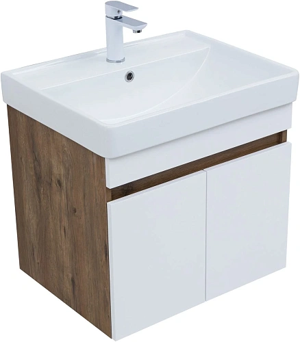 Тумба под раковину Aquanet Оптима 60 00344791 дуб рустикальный/белый сатин Тумба под раковину Aquanet Оптима 60 00344791 дуб рустикальный/белый сатин
