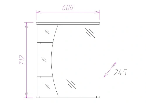 Зеркальный шкаф Onika ЛУНА 60.01 левый 206013 Зеркальный шкаф Onika ЛУНА 60.01 левый 206013