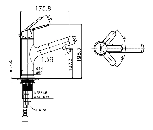 Смеситель для раковины ARROW AG4129MB матовый черный Смеситель для раковины ARROW AG4129MB матовый черный