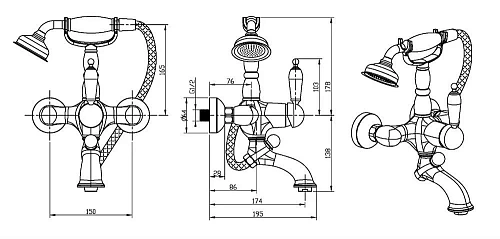 Смеситель для ванны Boheme CRYSTAL хром (одноручковый) 263-CRST Смеситель для ванны Boheme CRYSTAL хром (одноручковый) 263-CRST