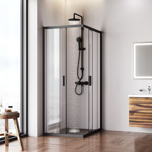 Душевой уголок AM.PM Gem W90G-403-100280-BT 100x80 черный матовый, стекло прозрачное Душевой уголок AM.PM Gem W90G-403-100280-BT 100x80 черный матовый, стекло прозрачное