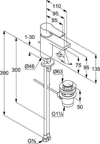 Смеситель для раковины Kludi Zenta SL 482600565 Смеситель для раковины Kludi Zenta SL 482600565