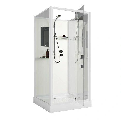 Душевая кабина Niagara Standart ST80/15Q/BK (80х80х200) квадрат, поддон 15см, распашная, проф.белый, без крыши Душевая кабина Niagara Standart ST80/15Q/BK (80х80х200) квадрат, поддон 15см, распашная, проф.белый, без крыши