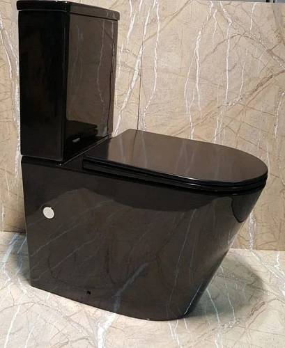 Унитаз напольный CeramaLux 2178 -18 черный с крышкой микролифт Унитаз напольный CeramaLux 2178 -18 черный с крышкой микролифт