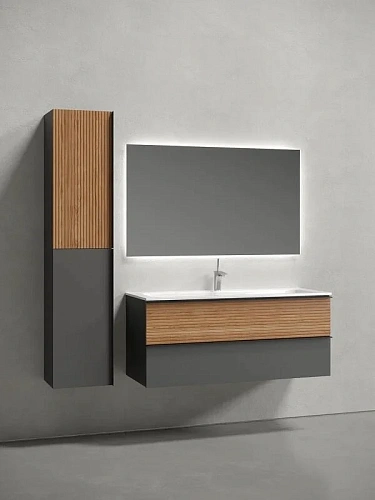 Тумба под раковину Sancos Delta DL120GR 1195х445х500 дуб красный/графит, подвесная Тумба под раковину Sancos Delta DL120GR 1195х445х500 дуб красный/графит, подвесная