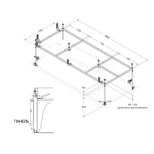 Каркас для ванны CEZARES PLANE-180-90-MF-R 1685x1785 Каркас для ванны CEZARES PLANE-180-90-MF-R 1685x1785