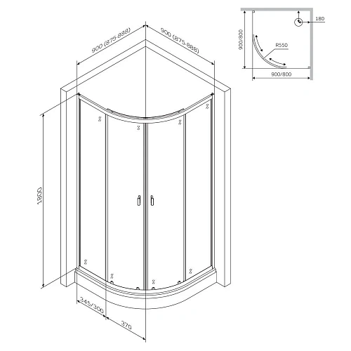 Душевой уголок AM.PM X-Joy W88G-205-090BT64 Twin Slide, 90x90, профиль черный Душевой уголок AM.PM X-Joy W88G-205-090BT64 Twin Slide, 90x90, профиль черный