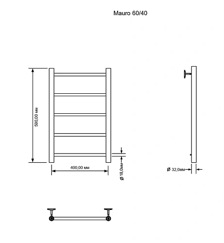 Полотенцесушитель электрический Aquanet Mauro 60х40 Тэн справа 00282001 Полотенцесушитель электрический Aquanet Mauro 60х40 Тэн справа 00282001