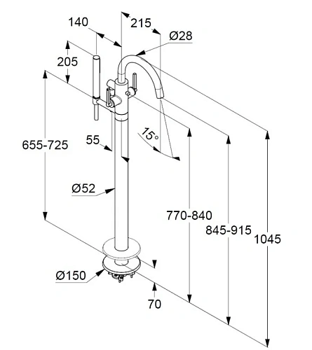 Смеситель для ванны Kludi NOVA FONTE 205903915 черный матовый Смеситель для ванны Kludi NOVA FONTE 205903915 черный матовый