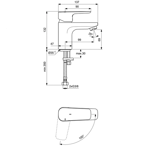 Смеситель для раковины Ideal Standard CERAPLAN III SLIM BC565AA Смеситель для раковины Ideal Standard CERAPLAN III SLIM BC565AA