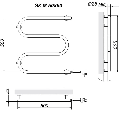 Полотенцесушитель Электрический кабельный Ника SIMPLE М-обр. 50/50 Полотенцесушитель Электрический кабельный Ника SIMPLE М-обр. 50/50