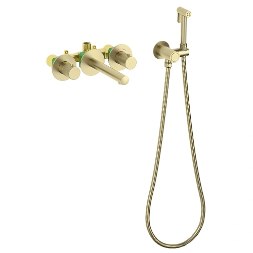 Смеситель для раковины Timo Saona 2383/17SM встраиваемый с термостатом, с гигиеническим душем золото матовое Смеситель для раковины Timo Saona 2383/17SM встраиваемый с термостатом, с гигиеническим душем золото матовое