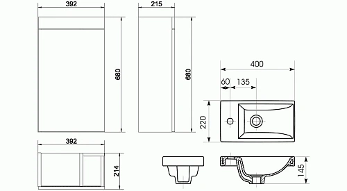 Тумба под раковину Cersanit SMART 40 ясень, серый (B-SU-SMA-CO40/Gr) Тумба под раковину Cersanit SMART 40 ясень, серый (B-SU-SMA-CO40/Gr)