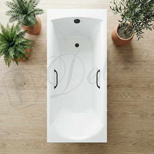 Ванна из искусственного камня Delice Astra 160х70 DLR330054RB-G глянцевая с черными ручками Ванна из искусственного камня Delice Astra 160х70 DLR330054RB-G глянцевая с черными ручками