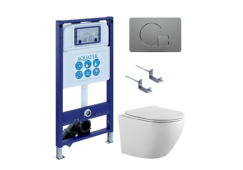 Комплект унитаза SET Aquatek ЕВРОПА-070 4в1 с инсталляцией, креплением, клавишей смыва и сиденьем микролифт Комплект унитаза SET Aquatek ЕВРОПА-070 4в1 с инсталляцией, креплением, клавишей смыва и сиденьем микролифт