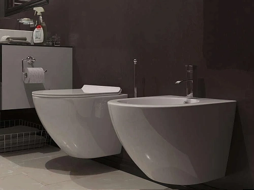 Биде подвесное Timo KULO TWB-02+TK-404 белое глянцевое с системой инсталляции Биде подвесное Timo KULO TWB-02+TK-404 белое глянцевое с системой инсталляции