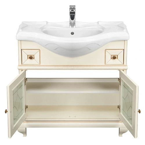 Тумба под раковину Aquaton Беатриче 85 слоновая кость с патиной 1A191701BEM60 Тумба под раковину Aquaton Беатриче 85 слоновая кость с патиной 1A191701BEM60