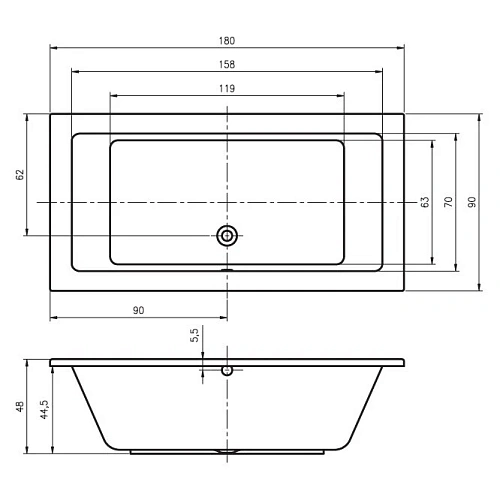 Акриловая ванна Riho Lusso BA7700500000000 180х90 Акриловая ванна Riho Lusso BA7700500000000 180х90