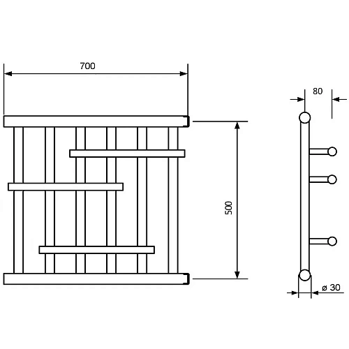 Полотенцесушитель водяной Ника ECON ПМ-6 50/70 без полки Полотенцесушитель водяной Ника ECON ПМ-6 50/70 без полки