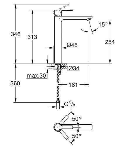 Смеситель для раковины GROHE Lineare New (23405DC1) суперсталь Смеситель для раковины GROHE Lineare New (23405DC1) суперсталь