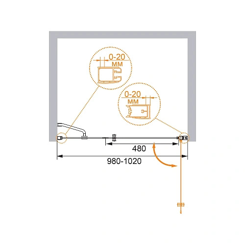Душевая дверь CEZARES ELENA-W-B-11-40+60-P-Cr-R 100см стекло рифленое, профиль хром Душевая дверь CEZARES ELENA-W-B-11-40+60-P-Cr-R 100см стекло рифленое, профиль хром