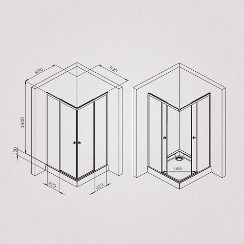 Душевой уголок AM.PM X-Joy W94G-403-100100-MT1K раздвижные двери 100x100 профиль хром матовый, стекло прозрачное Душевой уголок AM.PM X-Joy W94G-403-100100-MT1K раздвижные двери 100x100 профиль хром матовый, стекло прозрачное