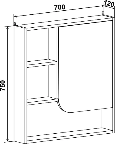 Зеркальный шкаф DIWO Самара 70 R, дуб скандинавский, квадратное, в скандинавском стиле, настенное 46 461898 Зеркальный шкаф DIWO Самара 70 R, дуб скандинавский, квадратное, в скандинавском стиле, настенное 46 461898