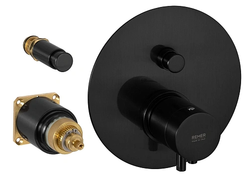 Смеситель для душа Remer Elegance NT09KBCFP термостатический, черный брашированный хром Смеситель для душа Remer Elegance NT09KBCFP термостатический, черный брашированный хром
