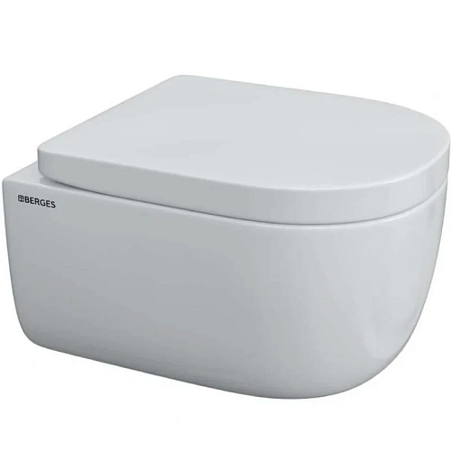 Комплект унитаза BERGES EGO Rimless с инсталляцией NOVUM525, кнопка L3 хром глянец, Крышка-сиденье 043231 Комплект унитаза BERGES EGO Rimless с инсталляцией NOVUM525, кнопка L3 хром глянец, Крышка-сиденье 043231