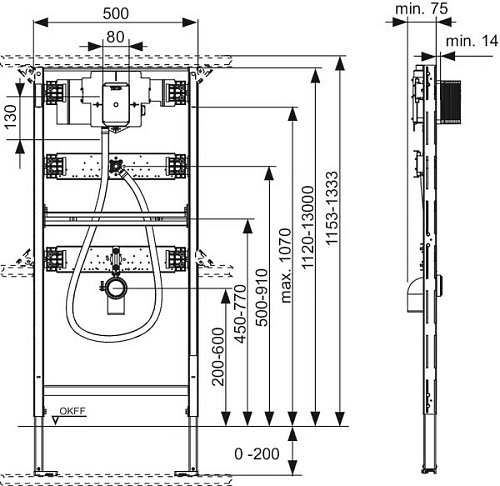 Инсталляция для писсуара TECEprofil U2 9320013 Инсталляция для писсуара TECEprofil U2 9320013