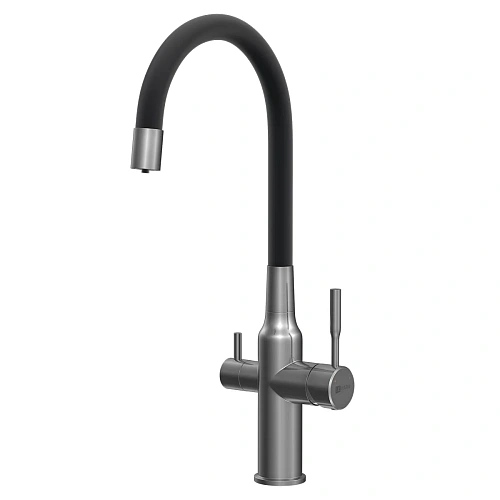 Смеситель для кухни Lemark Expert LM5083GMN-Black c гибким изливом, с подключением к фильтру, графит нано/черный Смеситель для кухни Lemark Expert LM5083GMN-Black c гибким изливом, с подключением к фильтру, графит нано/черный