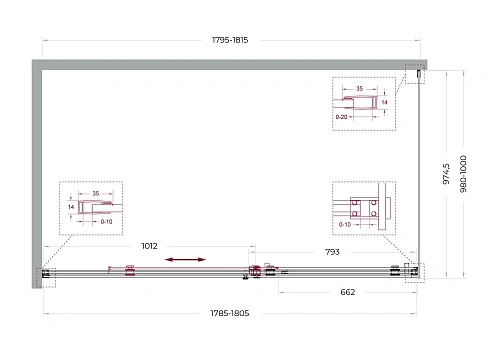 Душевой уголок BelBagno SOFT_CLOSE-2-AH-1-180/100-C-GM 180x100 см, профиль оружейная сталь, стекло прозрачное Душевой уголок BelBagno SOFT_CLOSE-2-AH-1-180/100-C-GM 180x100 см, профиль оружейная сталь, стекло прозрачное