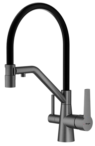 Смеситель для кухни Raglo R80.62.09 с гибким изливом с подключением к фильтру, графит Смеситель для кухни Raglo R80.62.09 с гибким изливом с подключением к фильтру, графит