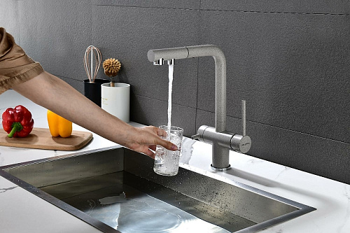 Смеситель для кухни Paulmark SERPENTINE серый Se213222-GR Смеситель для кухни Paulmark SERPENTINE серый Se213222-GR