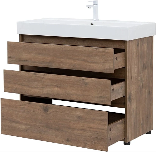 Тумба под раковину Aquanet Nova Lite 100 дуб рустикальный (3 ящика) 00302480 Тумба под раковину Aquanet Nova Lite 100 дуб рустикальный (3 ящика) 00302480