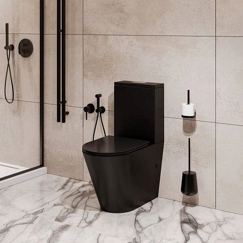 Унитаз напольный GROSSMAN GR-4458BMSQ 64x36x83,5 черный матовый, безободковый, торнадо с тонкой крышкой Унитаз напольный GROSSMAN GR-4458BMSQ 64x36x83,5 черный матовый, безободковый, торнадо с тонкой крышкой