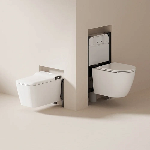 Комплект унитаза ABBER Rechteck AC1215S электронный с функцией биде, с инсталляцией AC0101P2 Комплект унитаза ABBER Rechteck AC1215S электронный с функцией биде, с инсталляцией AC0101P2