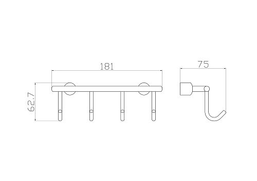 Крючок Wonzon & Woghand хром (WW-9382-4) Крючок Wonzon & Woghand хром (WW-9382-4)