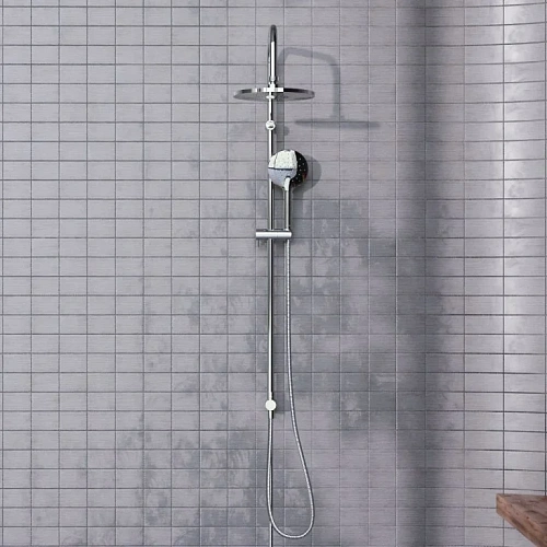 Душевая система Damixa Jupiter 977000000, верхний душ 225 мм штанга 1010 мм, хром Душевая система Damixa Jupiter 977000000, верхний душ 225 мм штанга 1010 мм, хром